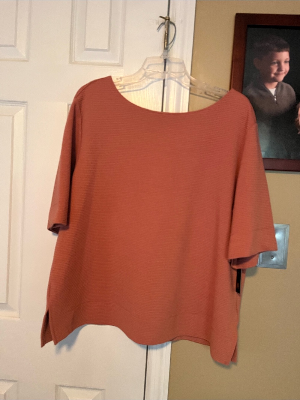 Tribal jeans Women's Ribbed Boxy Top - clay color large nwt